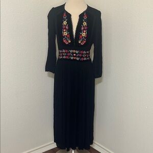 Free People Lavish Embroidered Black Dress XS like 2 or 4